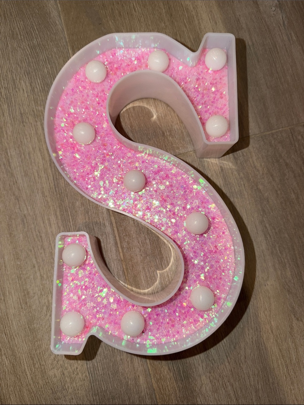 Pink Glitter Letter S Party Light - Home Party Supplies